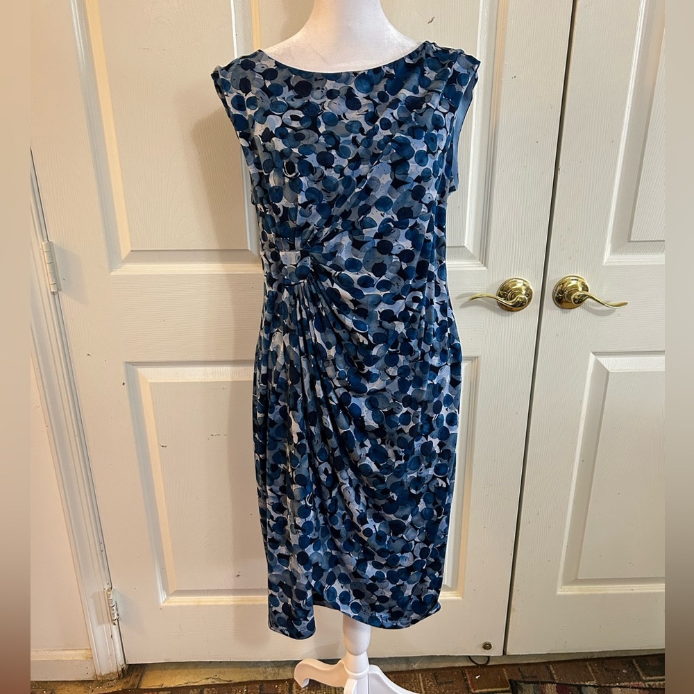 Connected Apparel sleeveless dress in shades of blue, size 14
